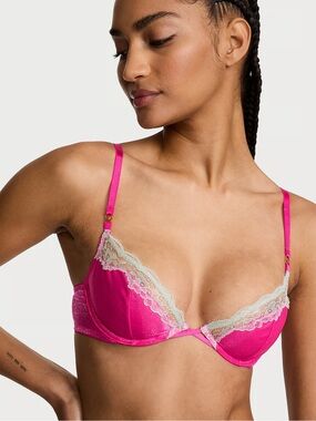 Victoria’s Secret Tease Unlined Sheer Shimmer Demi Bra 32D